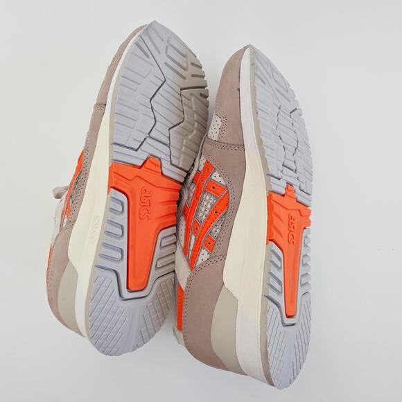 Asics Men's Grey & Neon Orange Gel Lyte III OG Lace Up Low Top Sneakers Sz 7.5 - Picture 4 of 10